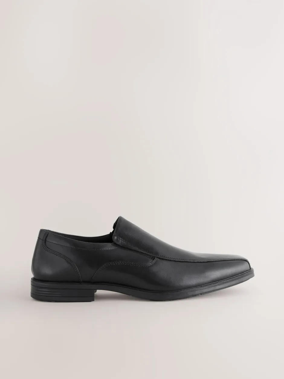 Schoenen|Formele Schoenen|Next Zwart - Standaard pasvorm - Leren instapschoenen met inzetstuk