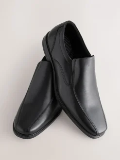 Schoenen|Formele Schoenen|Next Zwart - Standaard pasvorm - Leren instapschoenen met inzetstuk