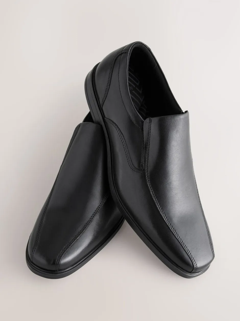 Schoenen|Formele Schoenen|Next Zwart - Standaard pasvorm - Leren instapschoenen met inzetstuk