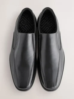 Schoenen|Formele Schoenen|Next Zwart - Standaard pasvorm - Leren instapschoenen met inzetstuk