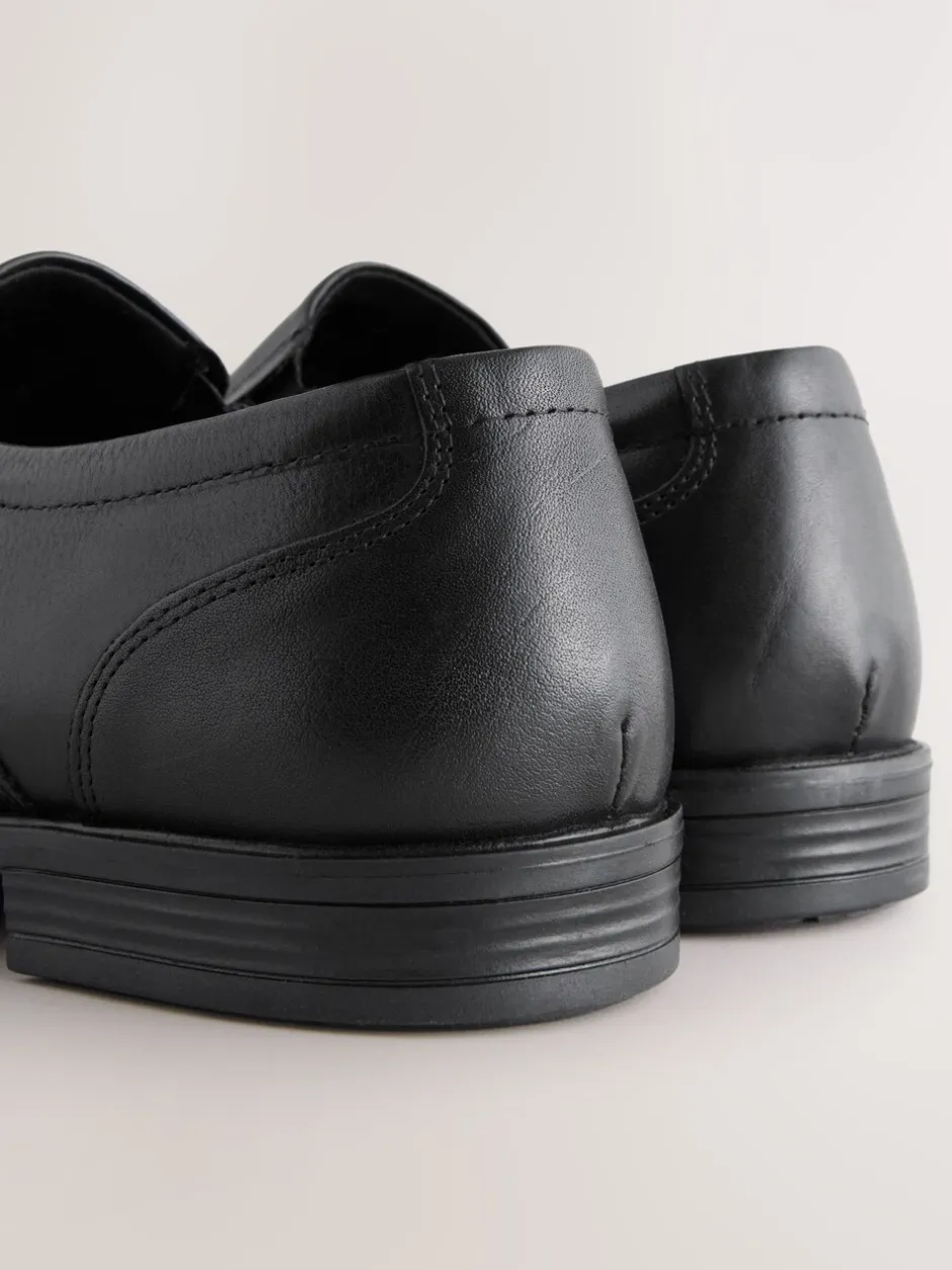 Schoenen|Formele Schoenen|Next Zwart - Standaard pasvorm - Leren instapschoenen met inzetstuk