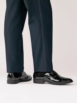 Schoenen|Formele Schoenen|Next Zwart - Standaard pasvorm - Lakleren Oxford-schoenen met neusstuk