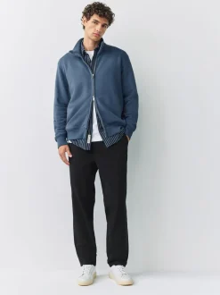 Broeken En Chino's*Next - Standaard toelopende pasvorm - Pleated Stretch Chinos Trousers With Elasticated Waist Zwart