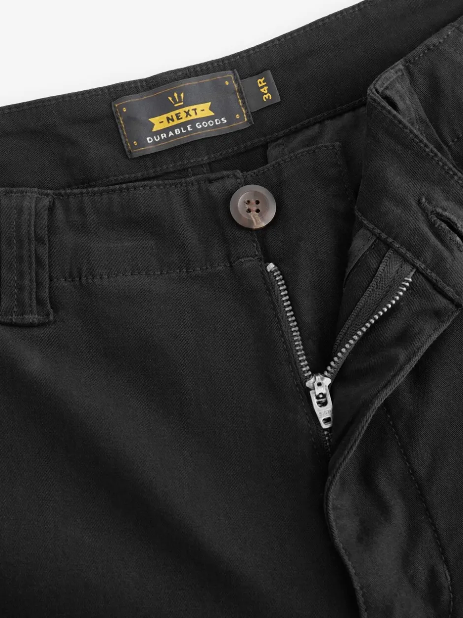 Broeken En Chino's*Next Zwart - Straight fit - Katoenen cargostretchbroek