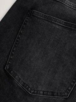 Shorts|Next - Straight fit - Stretch denim short Zwart