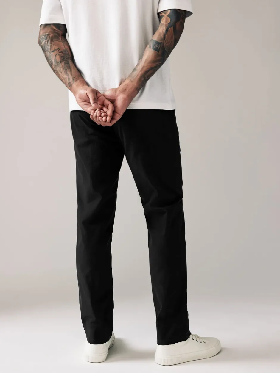 Broeken En Chino's|Next Zwart - Straight fit - Stretchy chino