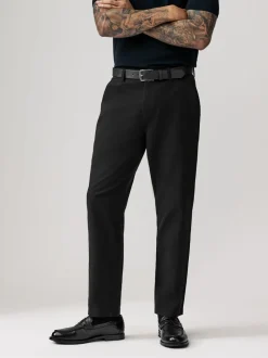 Broeken En Chino's*Next - Straight fit - Zachte chino met riem Zwart
