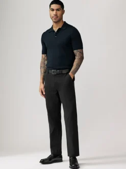 Broeken En Chino's*Next - Straight fit - Zachte chino met riem Zwart