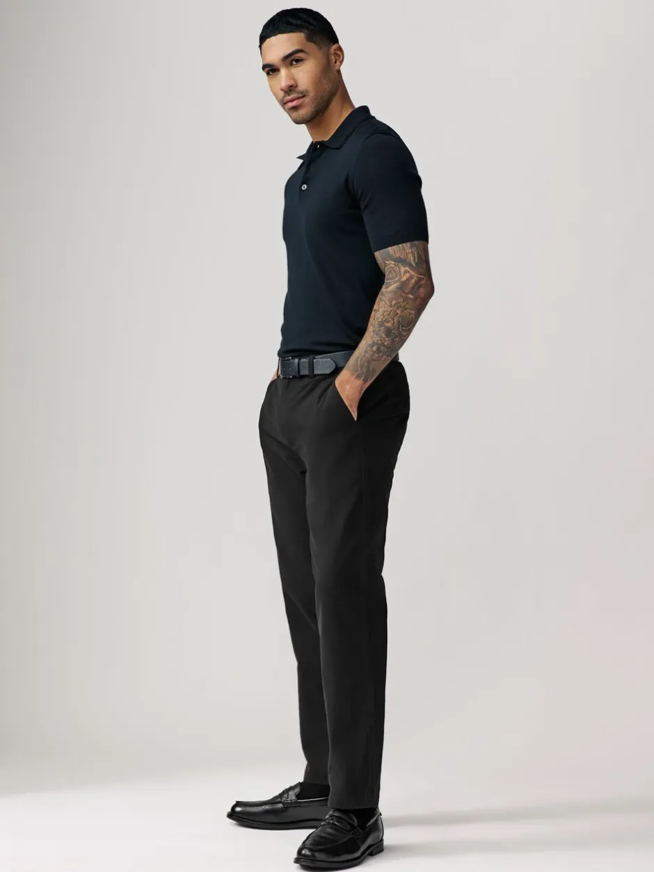 Broeken En Chino's*Next - Straight fit - Zachte chino met riem Zwart