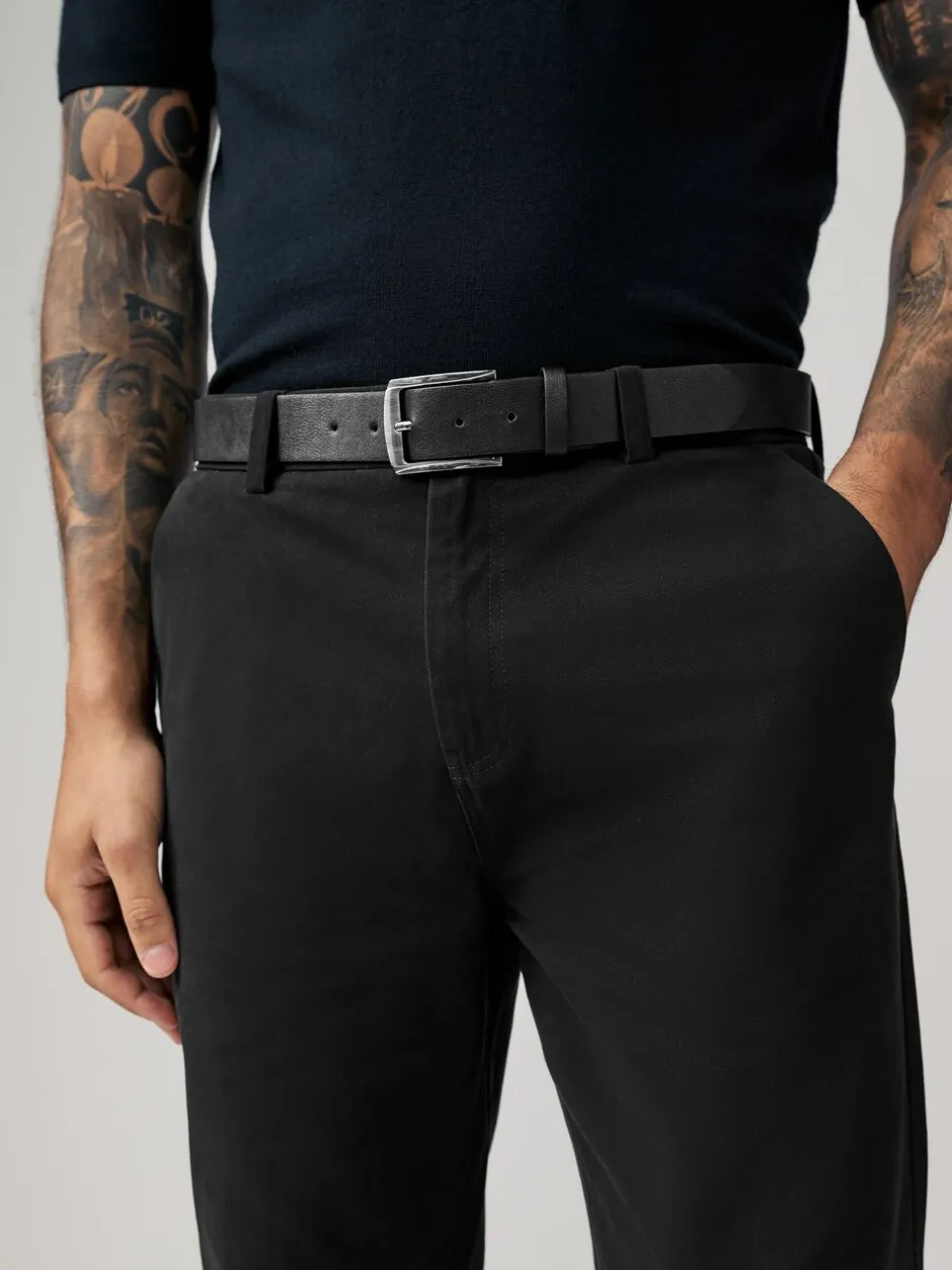 Broeken En Chino's*Next - Straight fit - Zachte chino met riem Zwart