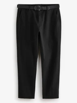 Broeken En Chino's*Next - Straight fit - Zachte chino met riem Zwart