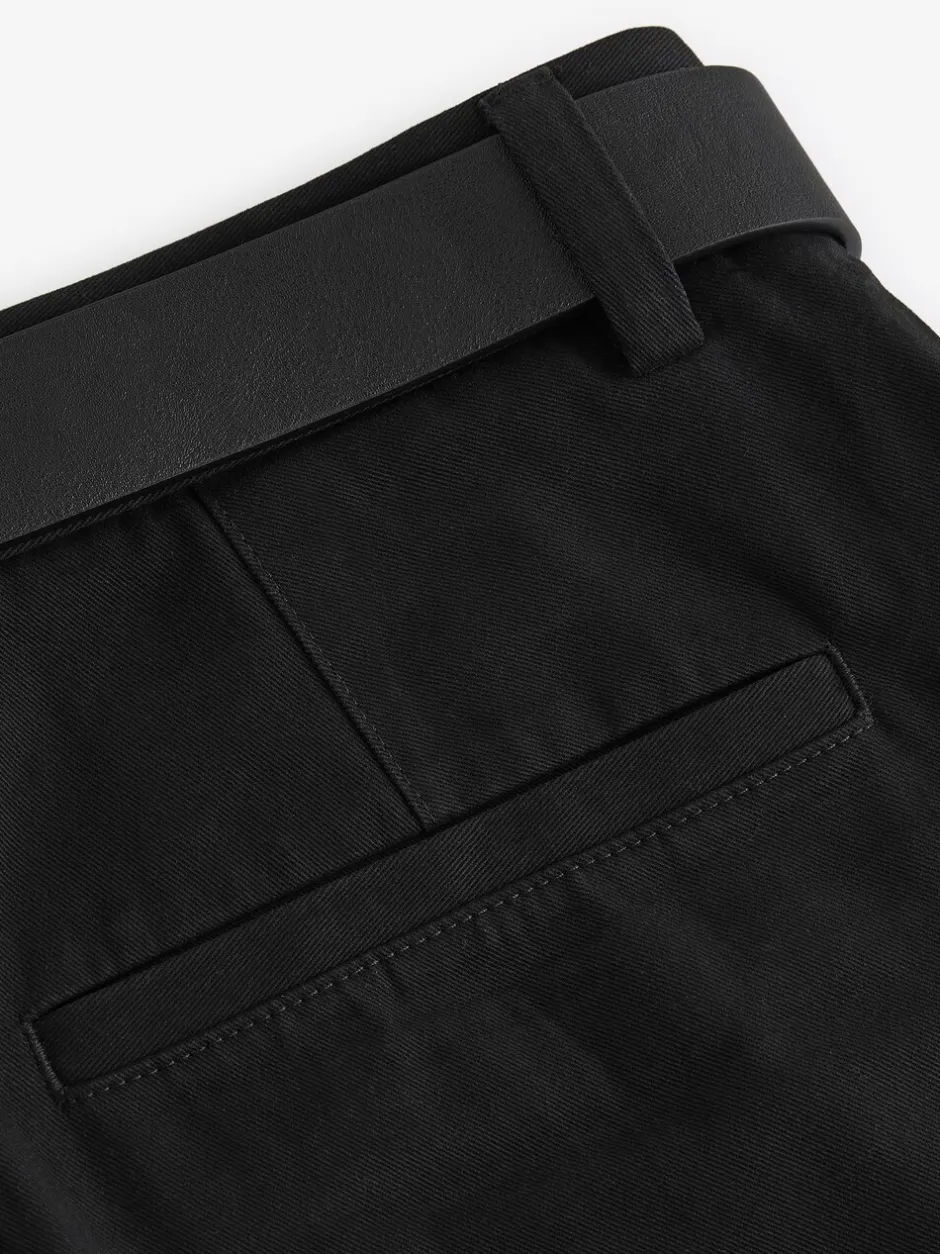 Broeken En Chino's*Next - Straight fit - Zachte chino met riem Zwart