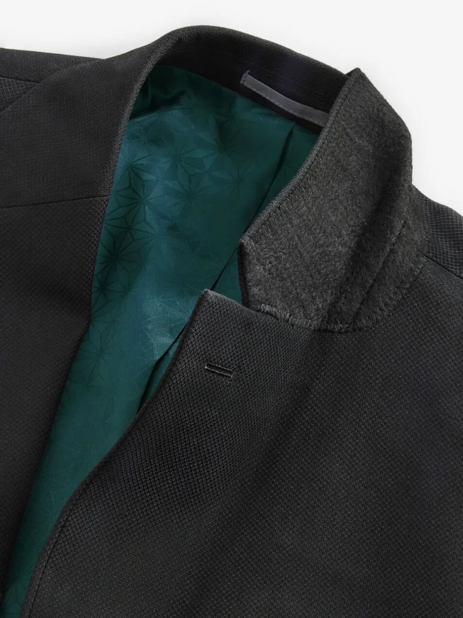 Blazers En Business-Jasjes|Pakken|Next - Strakke Pasvorm - Kostuum met textuur: colbert Zwart