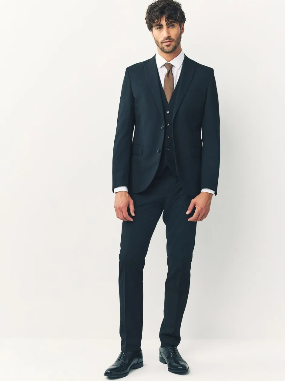 Blazers En Business-Jasjes|Pakken*Next - Strakke Pasvorm - Kostuum met twee knopen: colbert Zwart