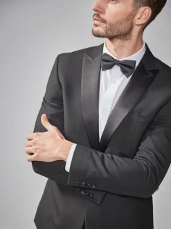 Smokings En Feestkleding|Blazers En Business-Jasjes|Next Zwart - Strakke Pasvorm - Smoking: colbert