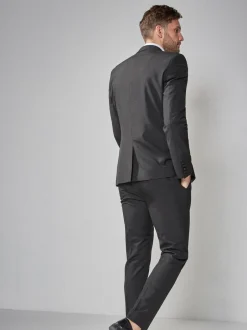 Smokings En Feestkleding|Blazers En Business-Jasjes|Next Zwart - Strakke Pasvorm - Smoking: colbert
