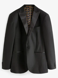 Smokings En Feestkleding|Blazers En Business-Jasjes|Next Zwart - Strakke Pasvorm - Smoking: colbert