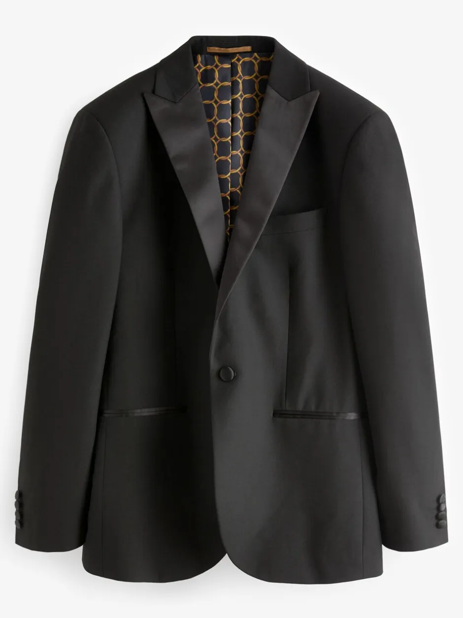 Smokings En Feestkleding|Blazers En Business-Jasjes|Next Zwart - Strakke Pasvorm - Smoking: colbert