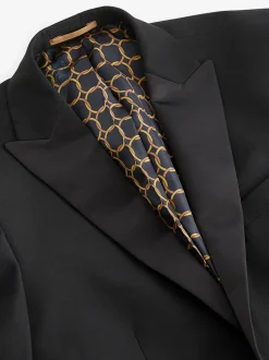 Smokings En Feestkleding|Blazers En Business-Jasjes|Next Zwart - Strakke Pasvorm - Smoking: colbert
