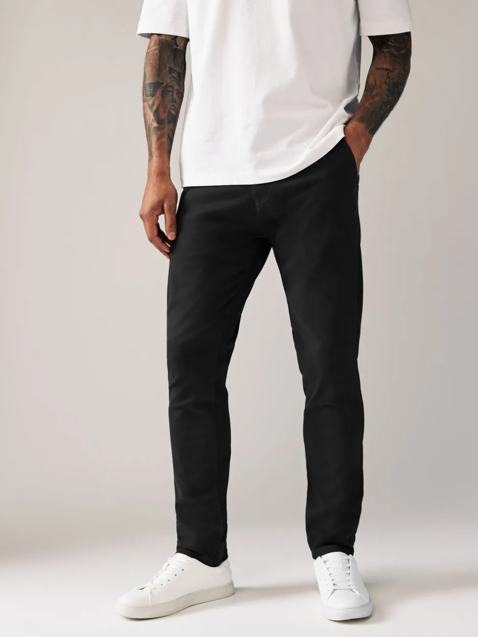 Broeken En Chino's*Next Zwart - Strakke Pasvorm - Stretchy chino