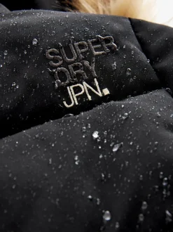 Jassen, Jacks En Kinderwagenpakjes|Schoolkleding*Superdry - - Everest lange gewatteerde jas Zwart