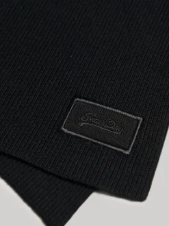 Mutsen, Sjaals En Handschoenen*Superdry - - Gebreide sjaal met logo Zwart