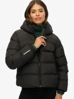 Jassen En Jacks*Superdry Zwart - - Gewatteerd sportjack met capuchon