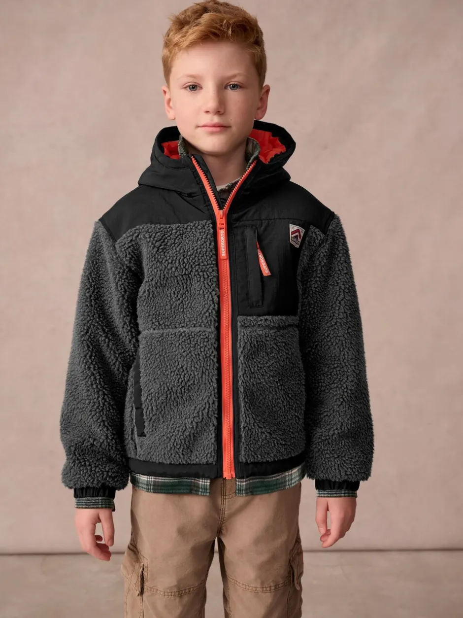 Jassen, Jacks En Kinderwagenpakjes|Schoolkleding|Superdry Zwart - - Jack met rits en borgvoering