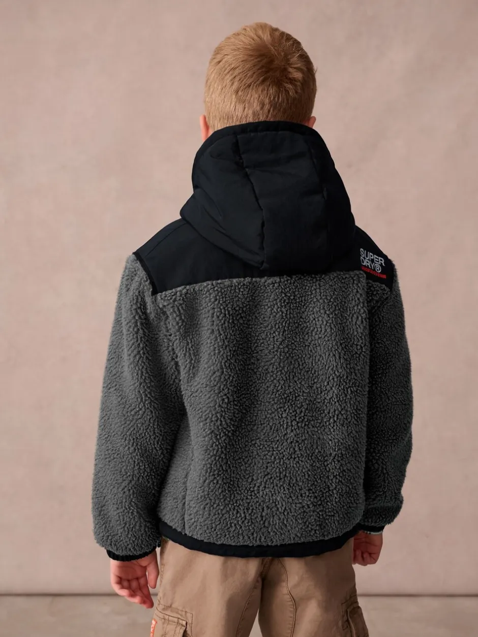 Jassen, Jacks En Kinderwagenpakjes|Schoolkleding|Superdry Zwart - - Jack met rits en borgvoering