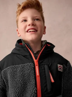Jassen, Jacks En Kinderwagenpakjes|Schoolkleding|Superdry Zwart - - Jack met rits en borgvoering