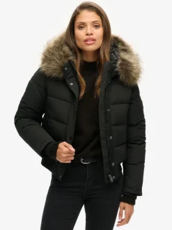 Jassen En Jacks*Superdry Zwart - Everest bomberjack met capuchon