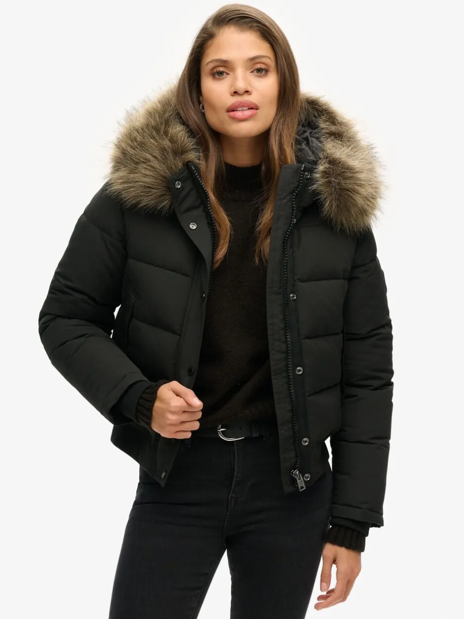 Jassen En Jacks*Superdry Zwart - Everest bomberjack met capuchon