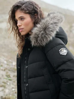 Jassen En Jacks*Superdry Zwart - Everest bomberjack met capuchon