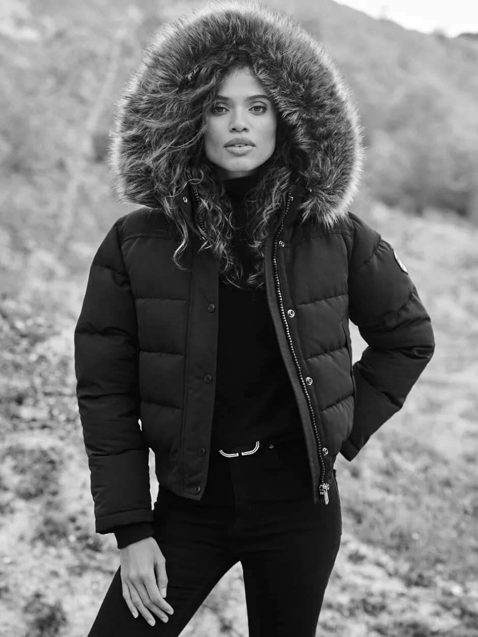 Jassen En Jacks*Superdry Zwart - Everest bomberjack met capuchon