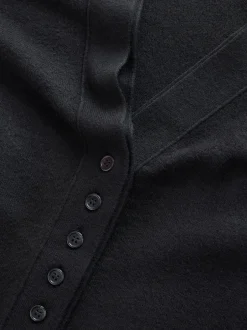 Gebreide Kleding|Next Zwart - Superzacht V-hals vest met zakken