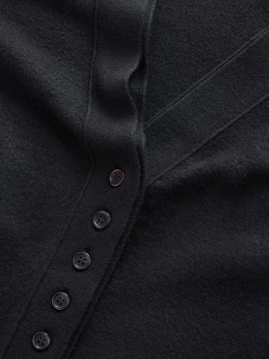 Gebreide Kleding|Next Zwart - Superzacht V-hals vest met zakken
