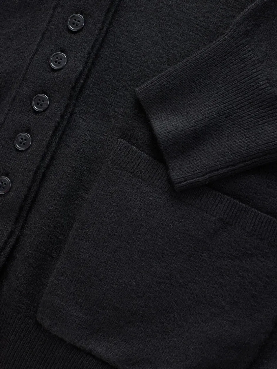 Gebreide Kleding|Next Zwart - Superzacht V-hals vest met zakken