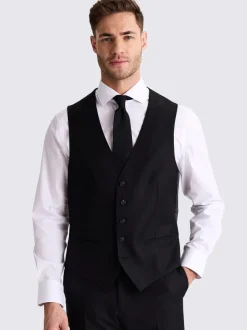 Vesten|MOSS - Tailored - Stretch Suit Waistcoat Zwart