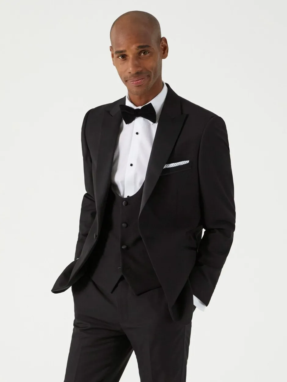 Smokings En Feestkleding|Skopes Zwart - Tailored - Sinatra fit diner kostuumjasje