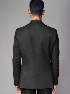 Pakken*Next - Tailored fit - Colbert van wolmix met textuur Zwart