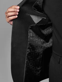 Pakken*Next - Tailored fit - Colbert van wolmix met textuur Zwart
