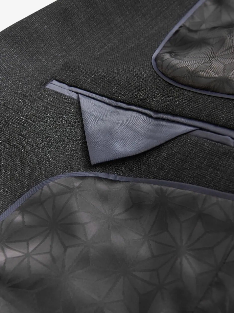 Pakken*Next - Tailored fit - Colbert van wolmix met textuur Zwart