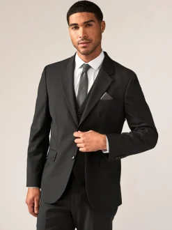 Pakken*Next Zwart - Tailored fit - Tailored Fit Wool Blend Motionflex Suit Jacket