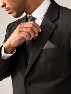 Pakken*Next Zwart - Tailored fit - Tailored Fit Wool Blend Motionflex Suit Jacket