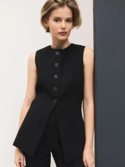 Kostuums En Werkkleding*Next Zwart - Tailored Waistcoat With Wool