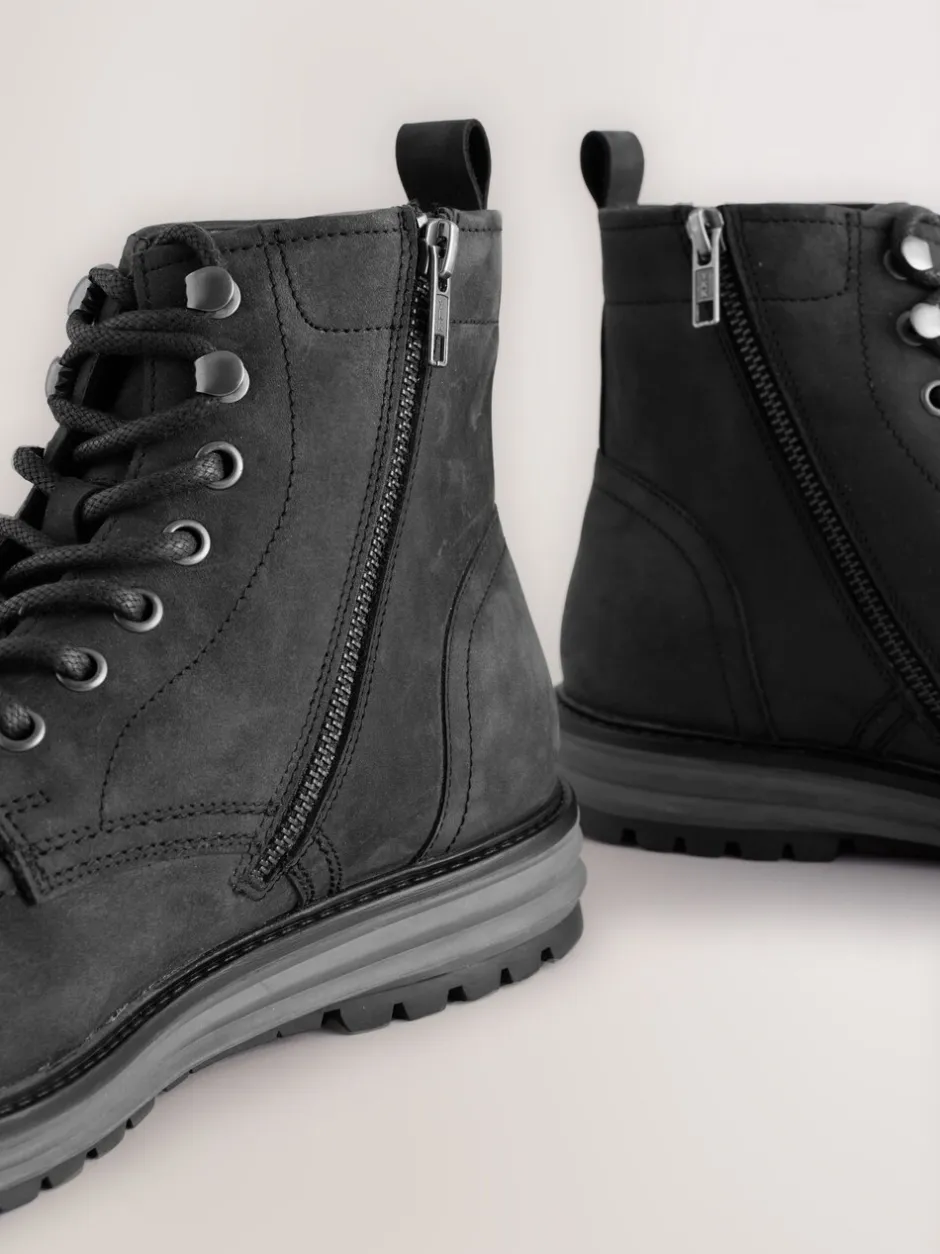 Boots|Next - Tall Leather Apron Toe Boots Zwart