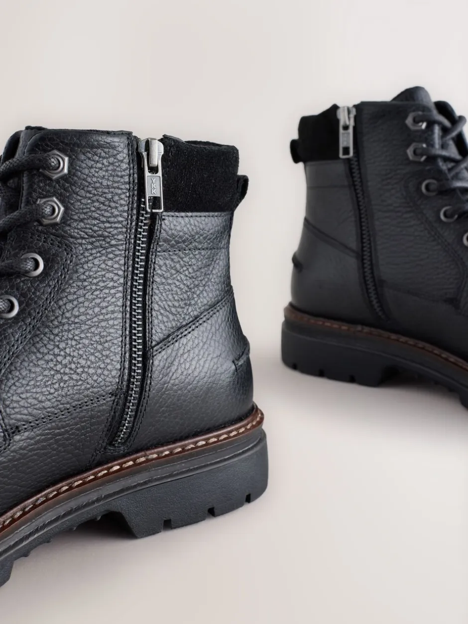 Boots*Next - Tall Leather Zip-Up Boots Zwart