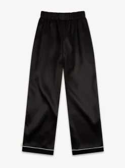 Nachtkleding En Pyjama's|Pyjama's|The Little Tailor - Satijnen Kinder Kerstmis Pyjama's met Knoopsluiting Zwart