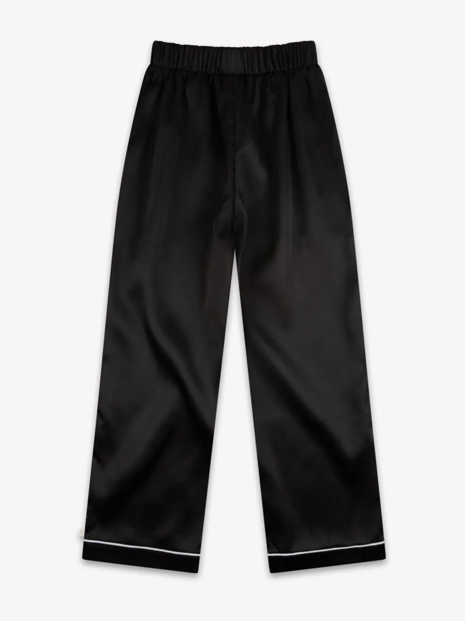 Nachtkleding En Pyjama's|Pyjama's|The Little Tailor - Satijnen Kinder Kerstmis Pyjama's met Knoopsluiting Zwart