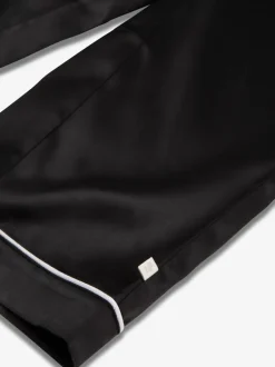 Nachtkleding En Pyjama's|Pyjama's|The Little Tailor - Satijnen Kinder Kerstmis Pyjama's met Knoopsluiting Zwart